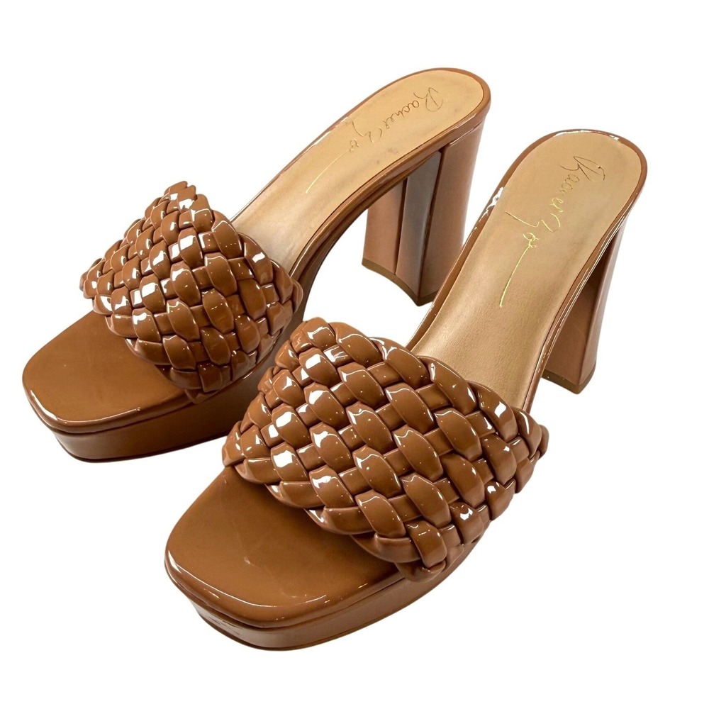 Rachel Zoe Gabrielle Woven Platform Heels Slip On Womens Size 8 Brown